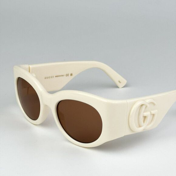 NEW Gucci GG1544S 004 Ivory Brown Unisex Oval Sunglasses GG 1544S - Picture 1 of 10